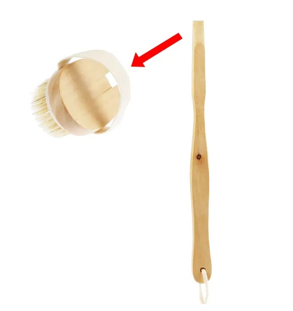 Long‑Handle Wooden Bath Brush – Back & Body Exfoliating Scrubber